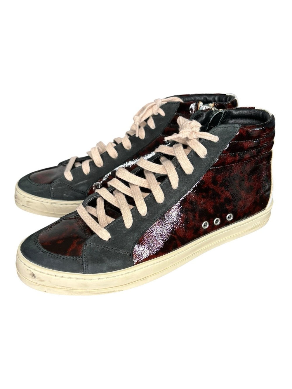 P448 Skate High Top Sneakers Tortoiseshell Print Street Chic 39= 8.5-9 Leather